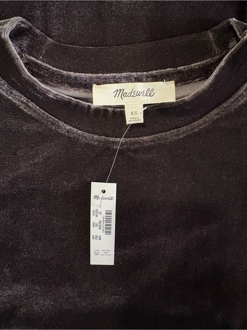 Madewell The Relaxed Tee in Velvet | Size XS | Molasses | NWT - Picture 2 of 3